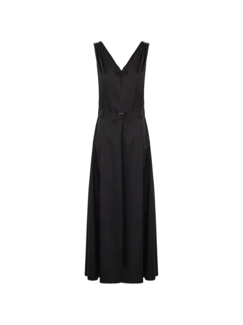 Purotatto belted pleated maxi dress