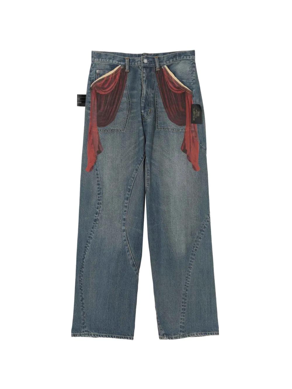 Undercover curtain-print wide-leg jeans - Blu