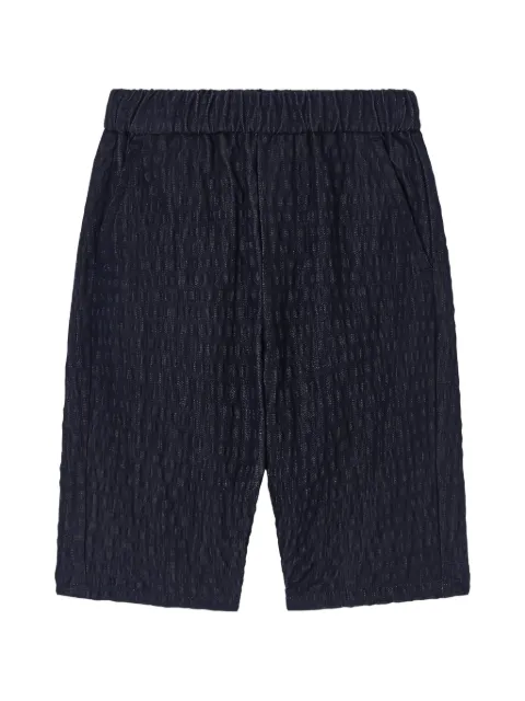 Emporio Armani Kids seersucker-effect logo-embroidered shorts