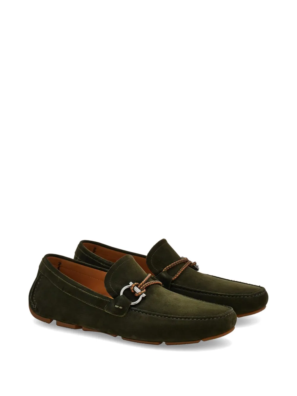 Ferragamo Gancini woven-strap loafers Groen