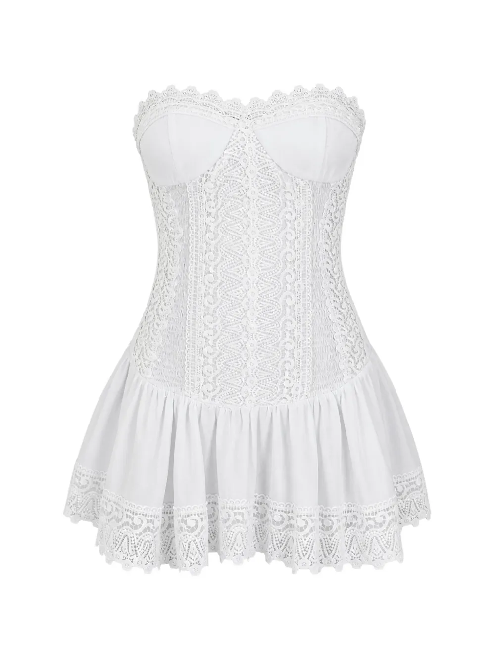 Charo Ruiz Ibiza Julisse lace-trim smocked mini dress - Bianco