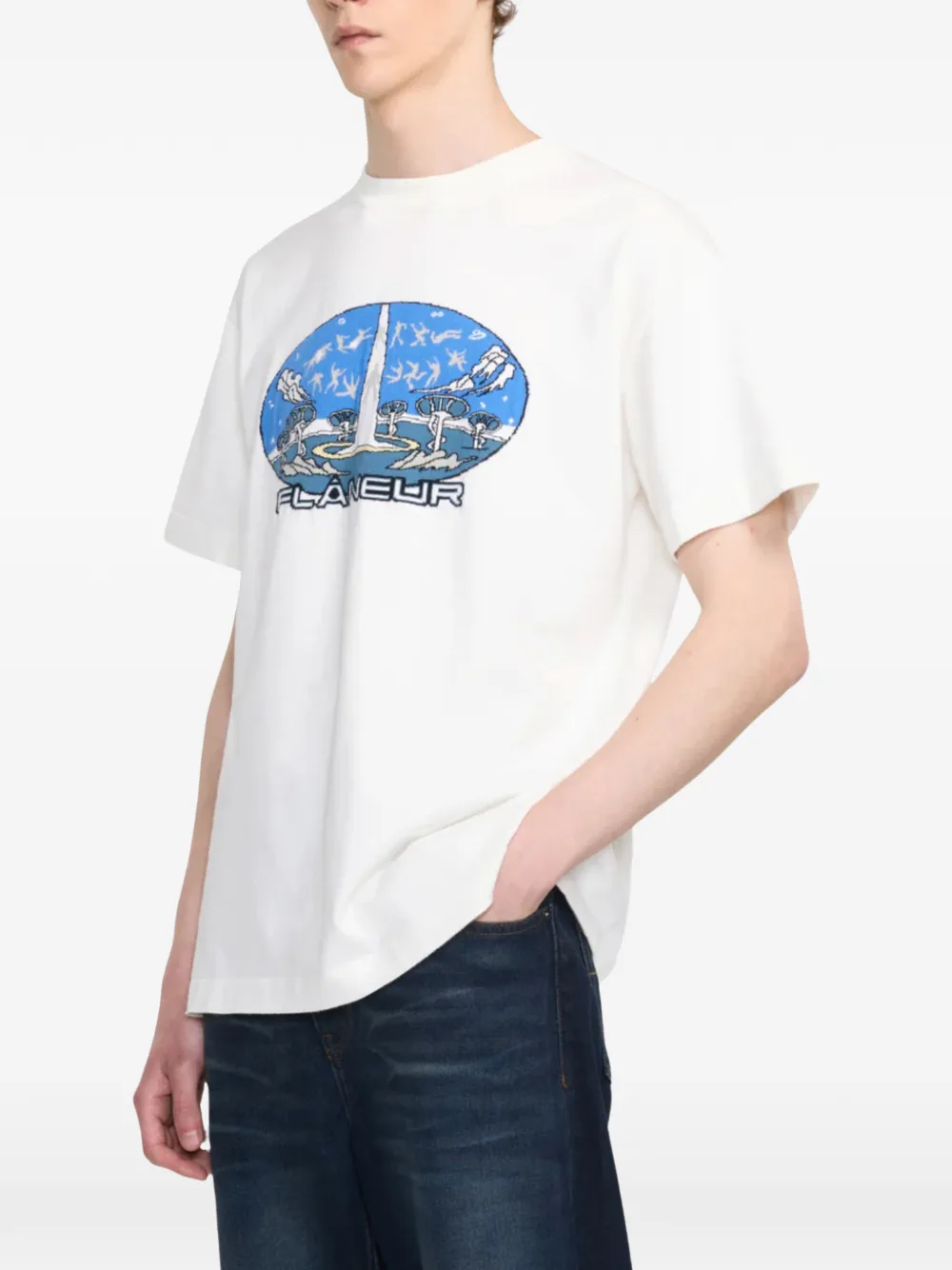 FLÂNEUR Euphoric knitted T-shirt Wit