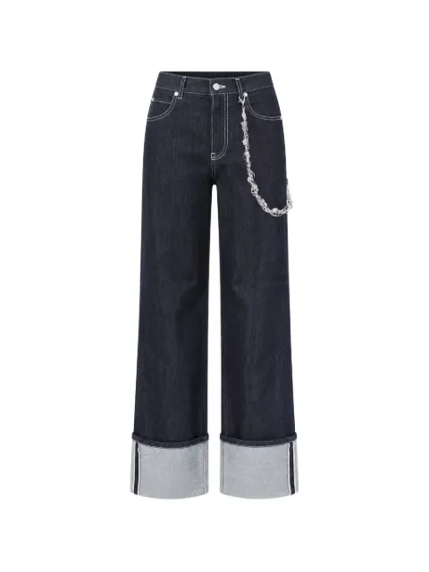 Circus Hotel chain-detail turn-up jeans