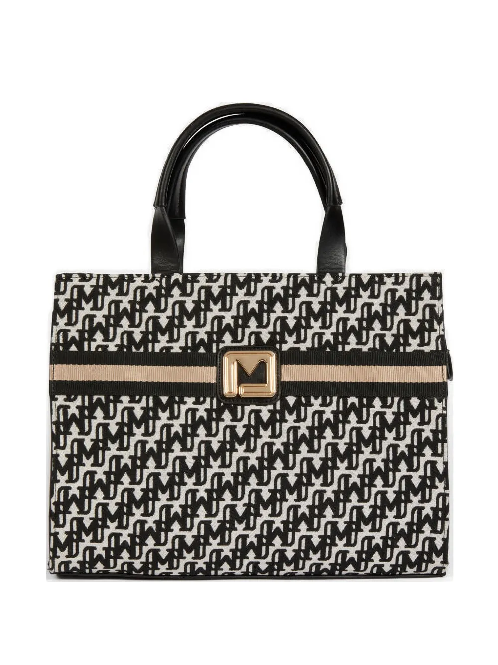 Morgan Borsa a mano con placca logo - Nero