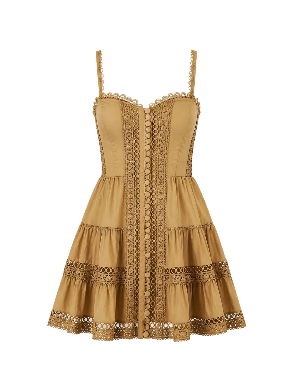 Charo Ruiz Ibiza Lenora guipure-lace tiered mini dress - Marrone