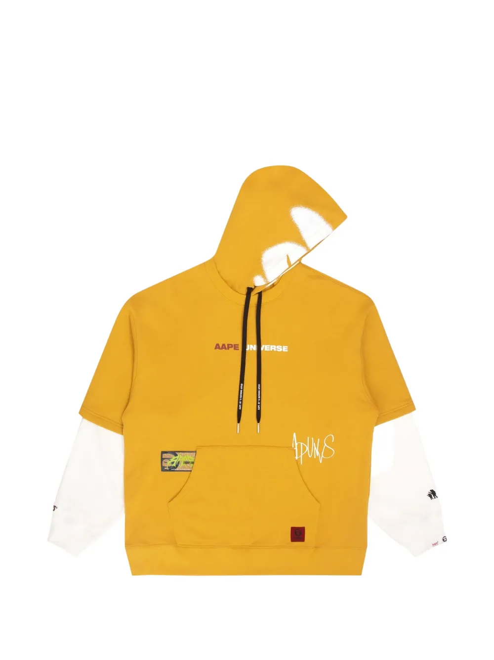 AAPE BY *A BATHING APE® graphic-print layered-effect drawstring hoodie