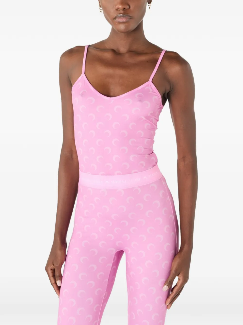 Marine Serre Jersey top met Moon-print en bandjes Roze