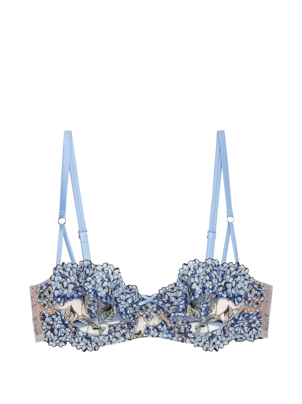 Fleur Du Mal Balconette-BH mit Hortensien-Stickerei - Blau