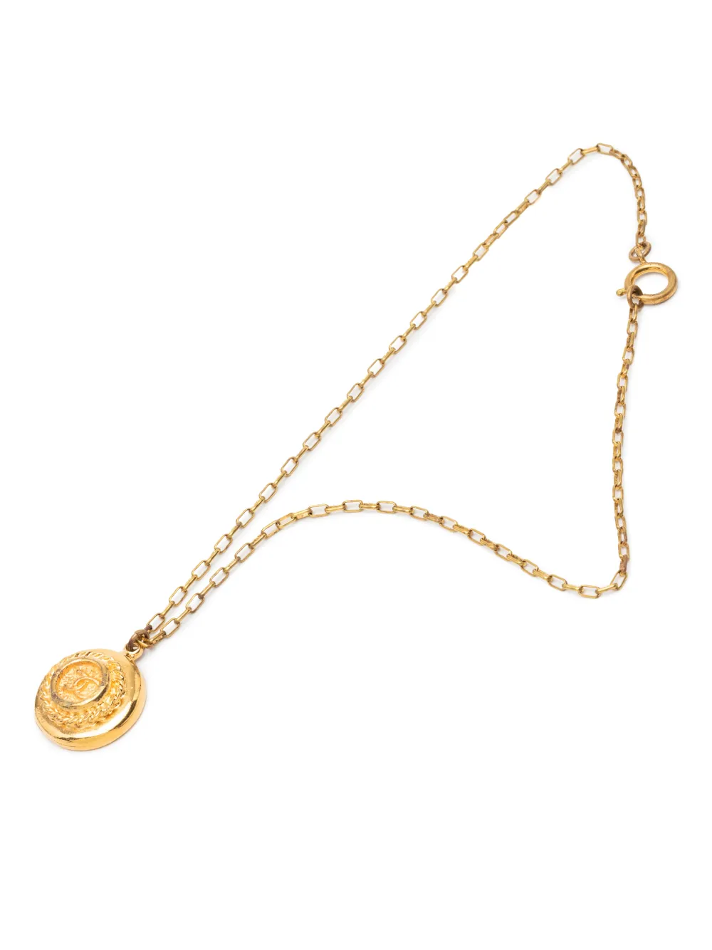CHANEL Pre-Owned 1970-1980 CC Gold Plated Medallion Pendant Necklace costume necklace - Oro