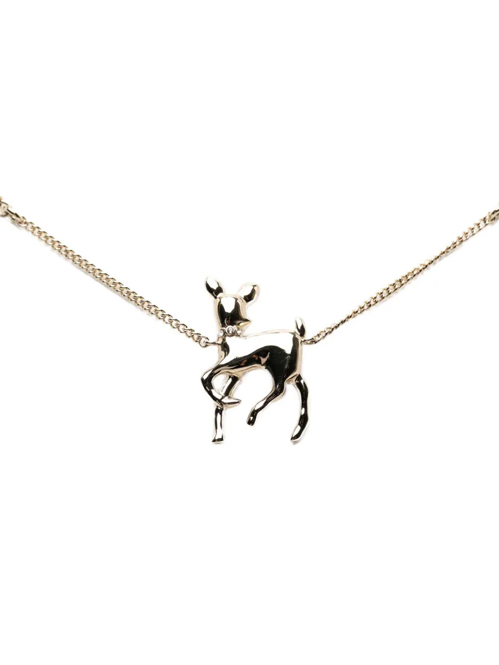  Chanel Pre-owned Collar Con Colgante De Ciervo Bañado En Oro Con Perlas Artificiales Y Logo Cc 2026 - Dorado 