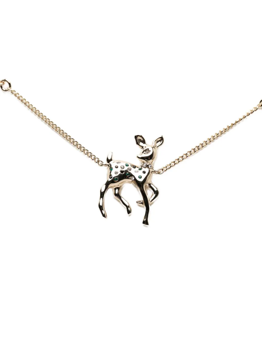 CHANEL Pre-Owned 2026 CC Gold Plated Faux Pearl and Strass Deer Pendant Necklace costume necklace - Oro