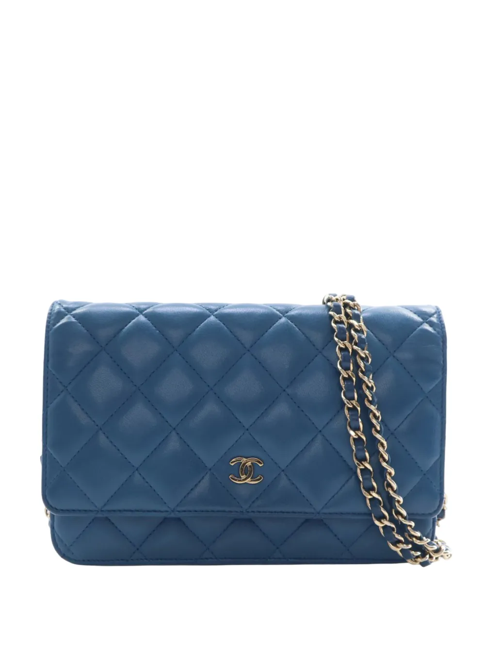 CHANEL Pre-Owned 2016-2017 CC Quilted Lambskin Wallet On Chain crossbody bag - Blu