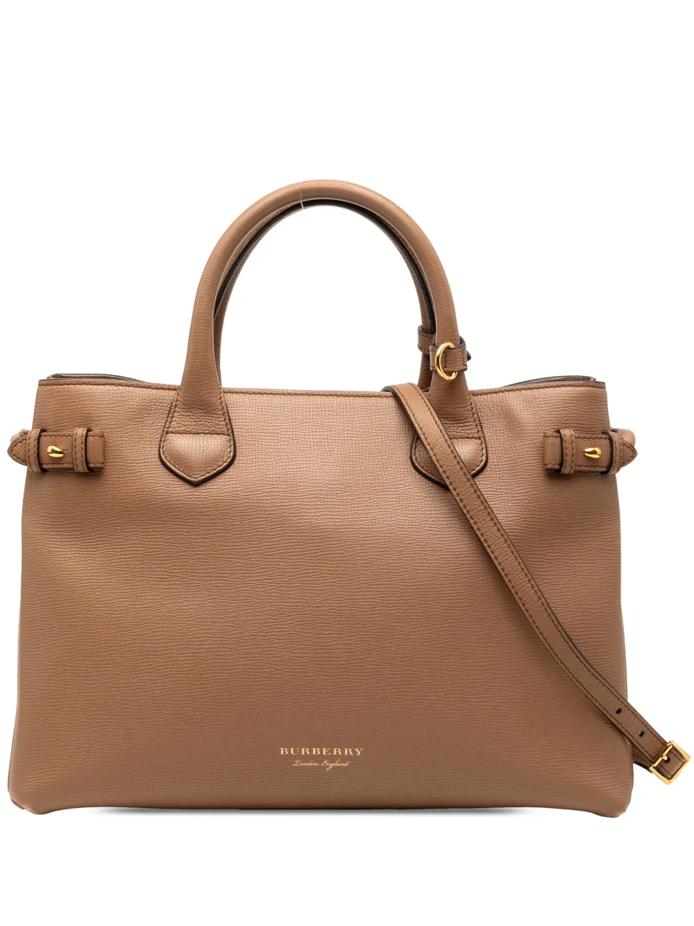 Burberry Pre-Owned 2000-2017 Medium Leather and House Check Banner satchel - Braun