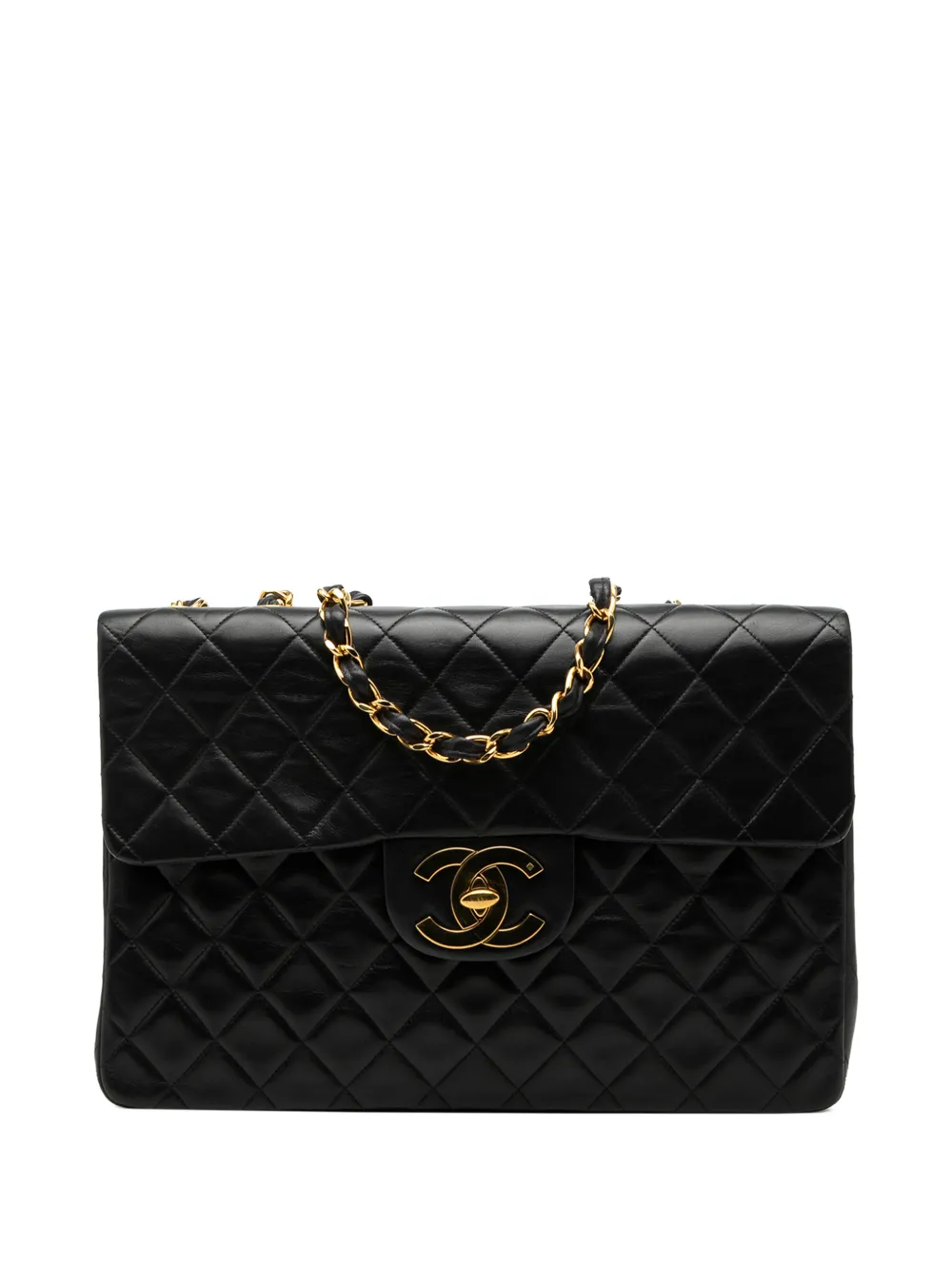 CHANEL Pre-Owned 1989-1991 Maxi XL Classic Lambskin Single Flap shoulder bag - Nero