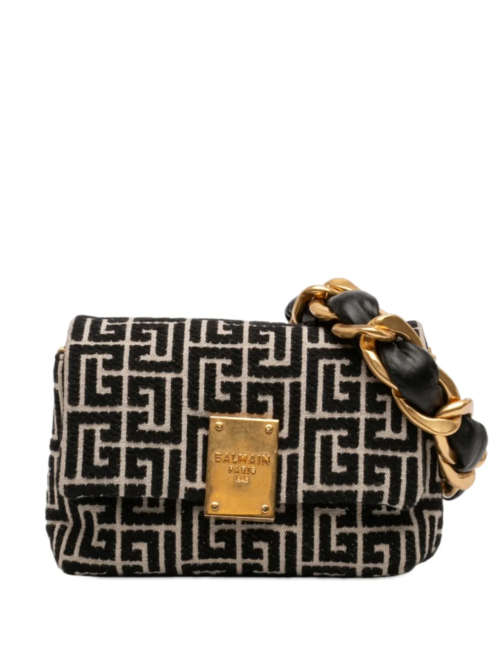 Balmain Pre-Owned 2010-2026 Mini Monogram Jacquard 1945 crossbody bag - Nero