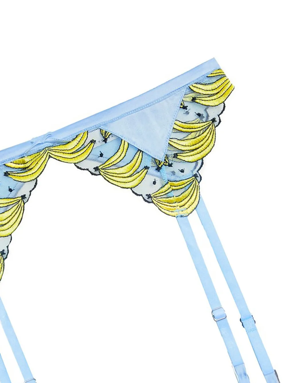 Fleur Du Mal Jarretellegordel met geborduurde banaan Blauw