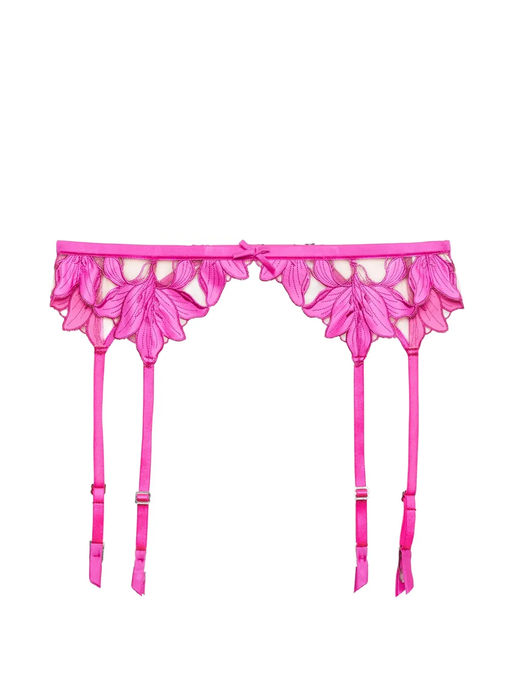 Fleur Du Mal Strumpfhalter mit Lilienstickerei - Rosa