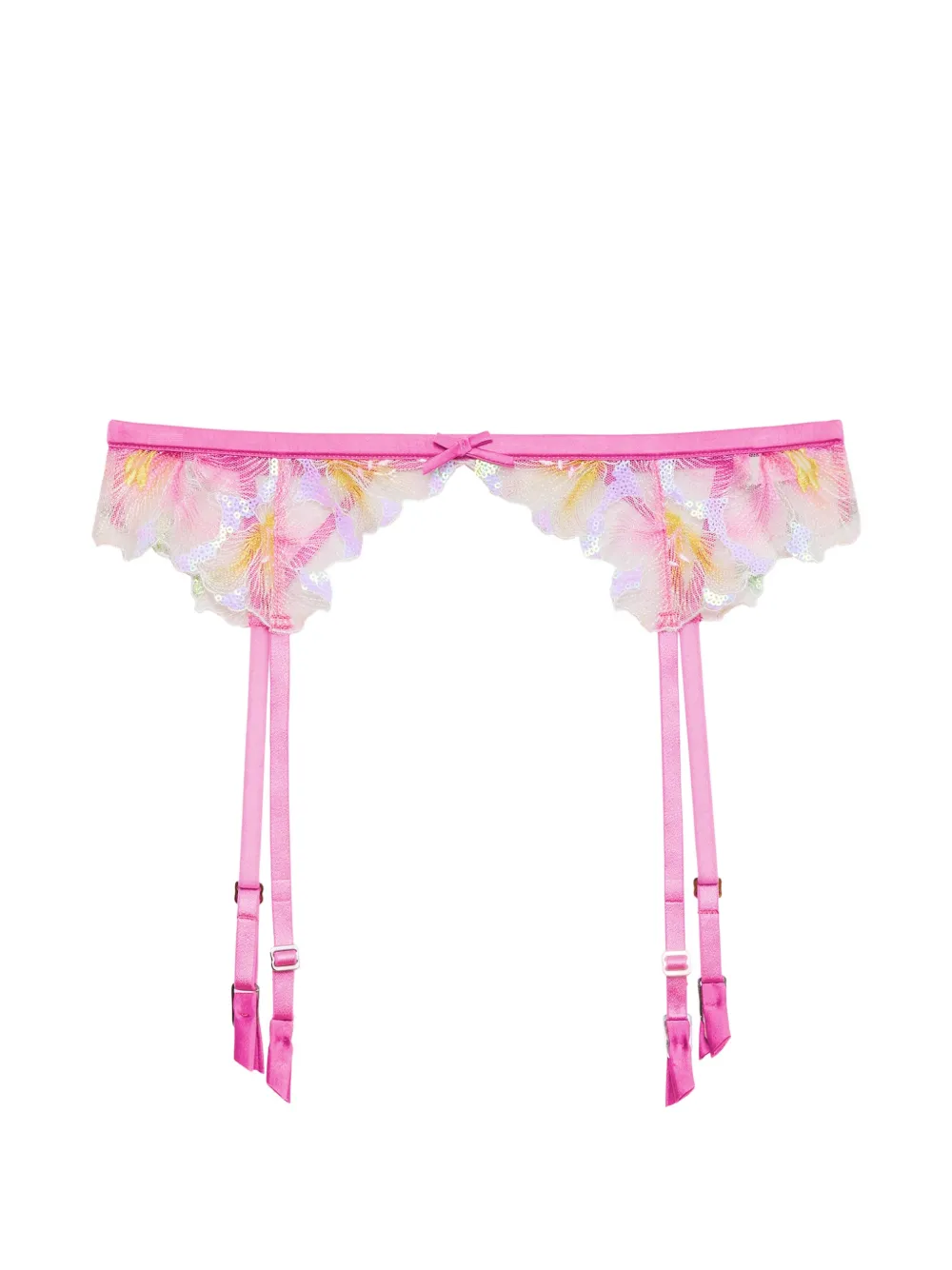 Fleur Du Mal Hibiscus Strumpfhalter mit Pailletten - Rosa