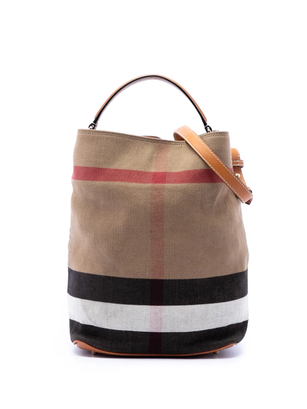 Burberry Pre-Owned 2000-2017 Medium Mega Check Canvas Ashby Bucket Bag satchel - Marrone