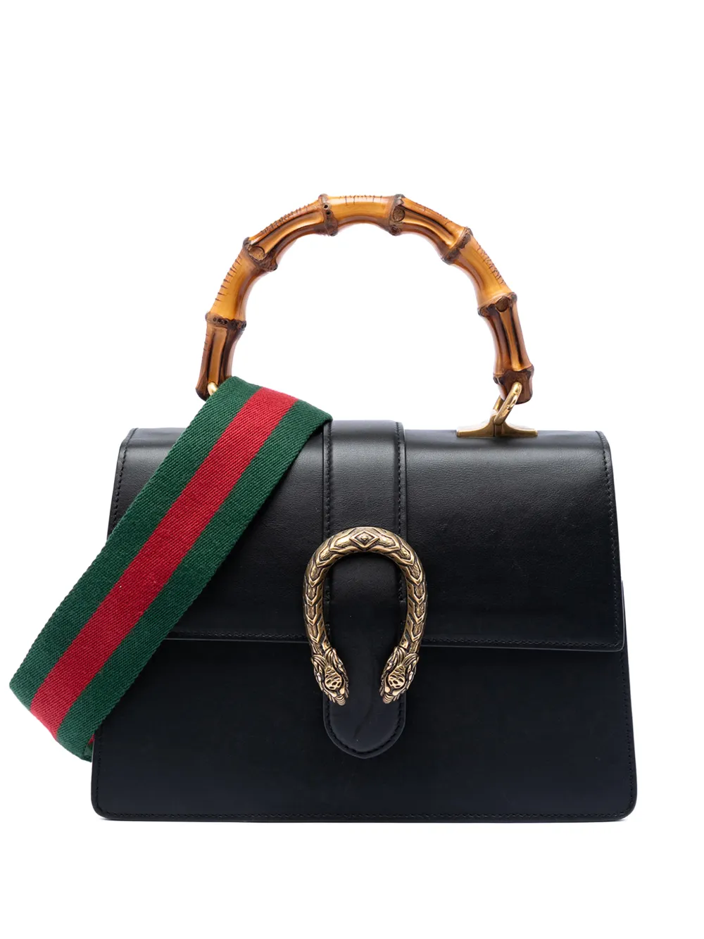 Gucci Pre-Owned 2016-2026 Medium Calfskin Bamboo Dionysus Web satchel - Nero
