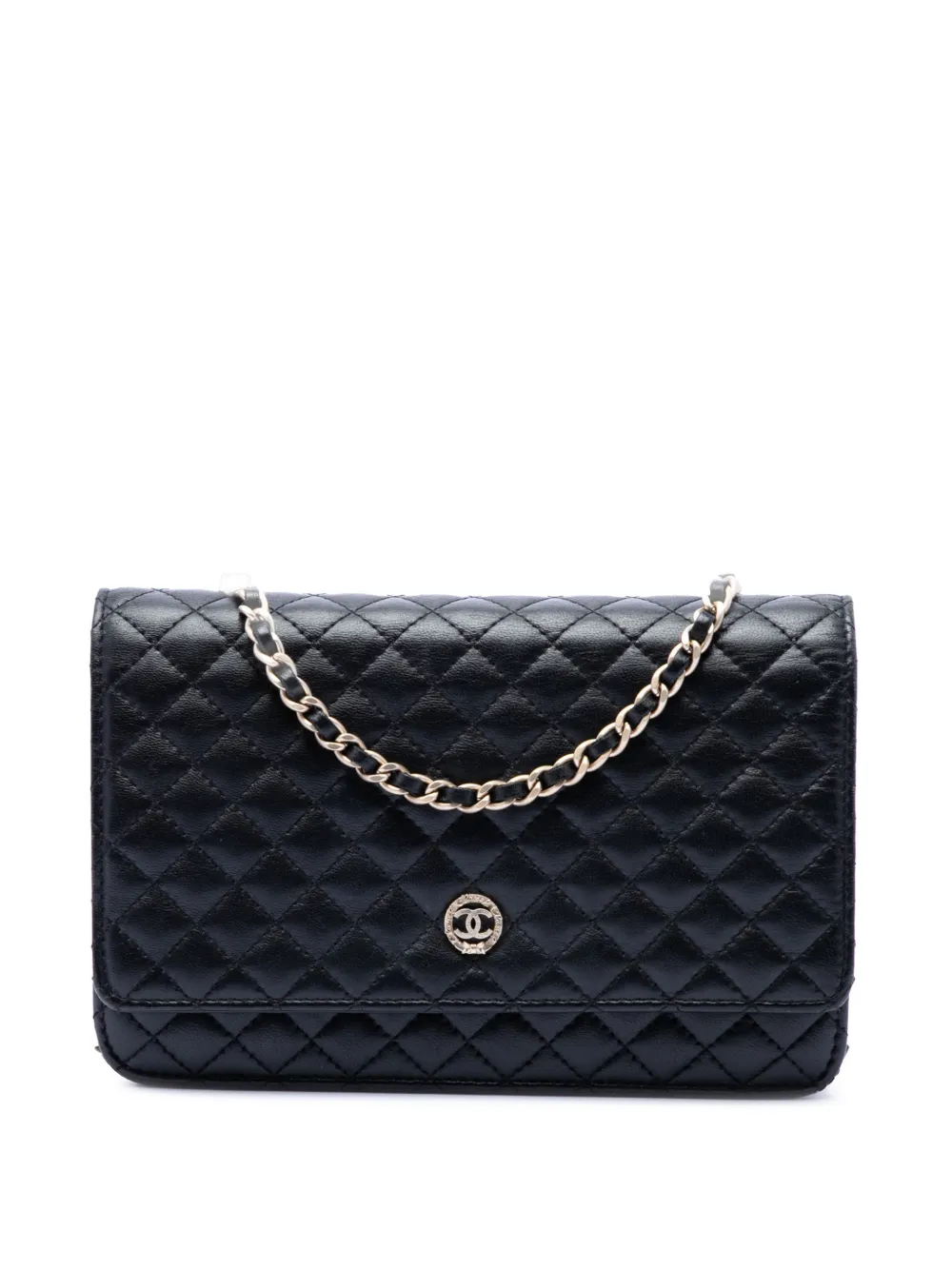 CHANEL Pre-Owned 2012 CC Microquilted Lambskin Wallet On Chain crossbody bag - Schwarz