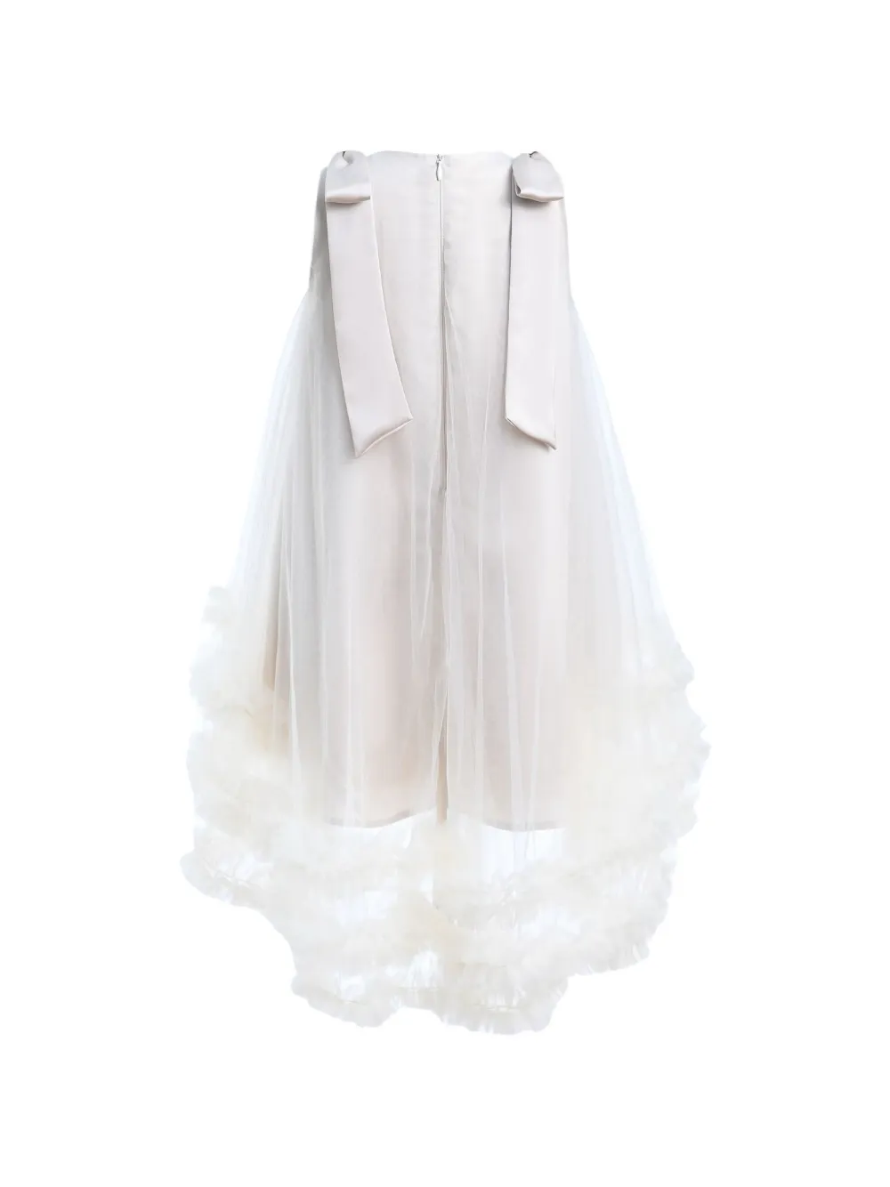Tulleen Violeta mouwloze tulen jurk met ruches Beige