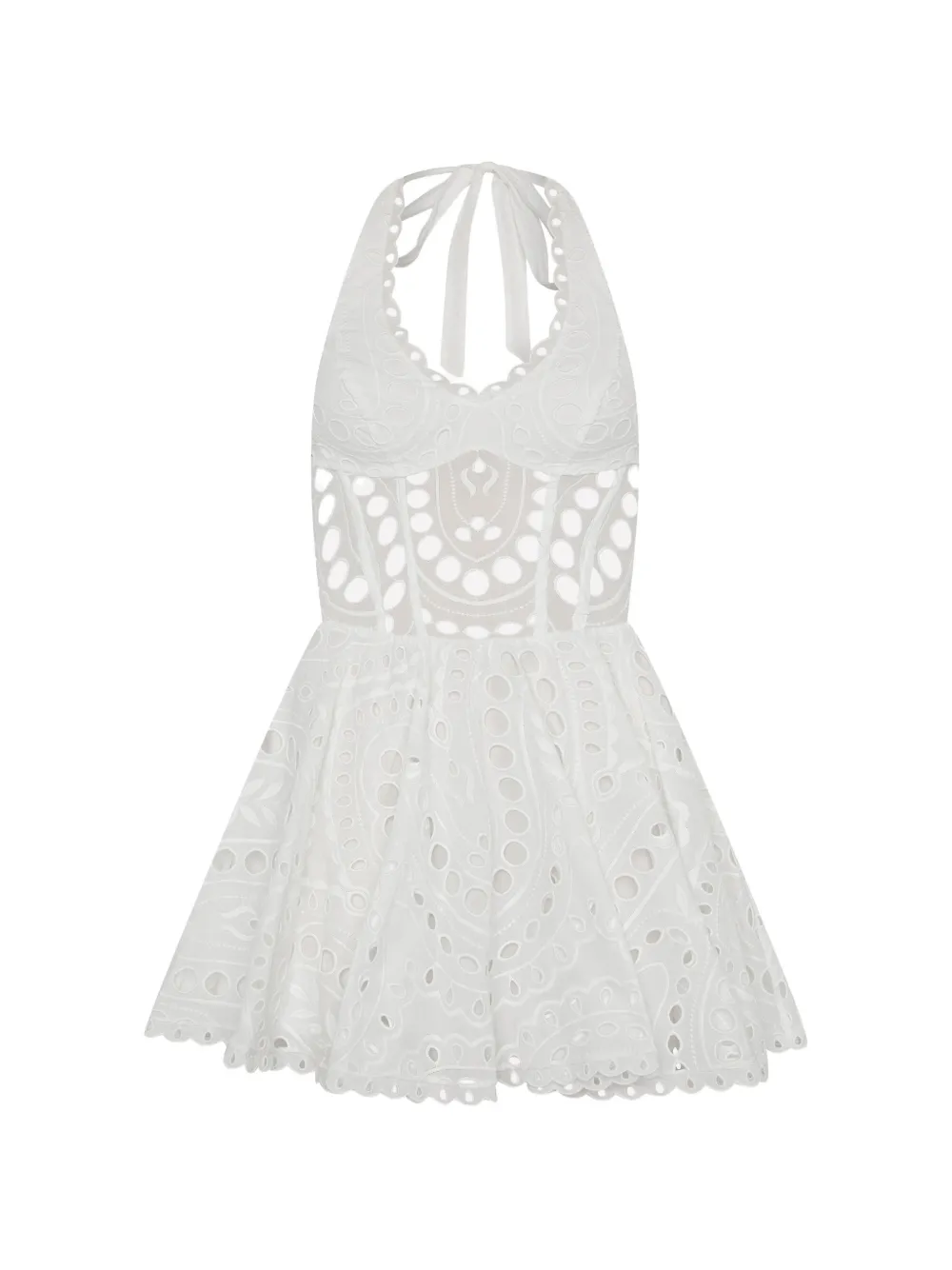 Charo Ruiz Ibiza Sandlight broderie-anglaise halterneck mini dress - Bianco