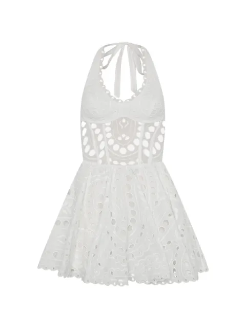 Charo Ruiz Ibiza Sandlight broderie-anglaise halterneck mini dress