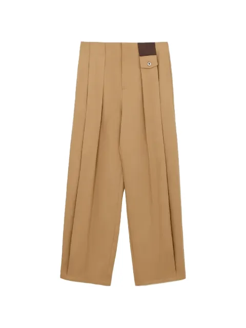 LOEWE pleated leather-patch trousers