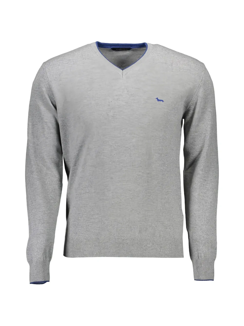 Harmont & Blaine Embroidered-logo V-neck Sweater In Gray