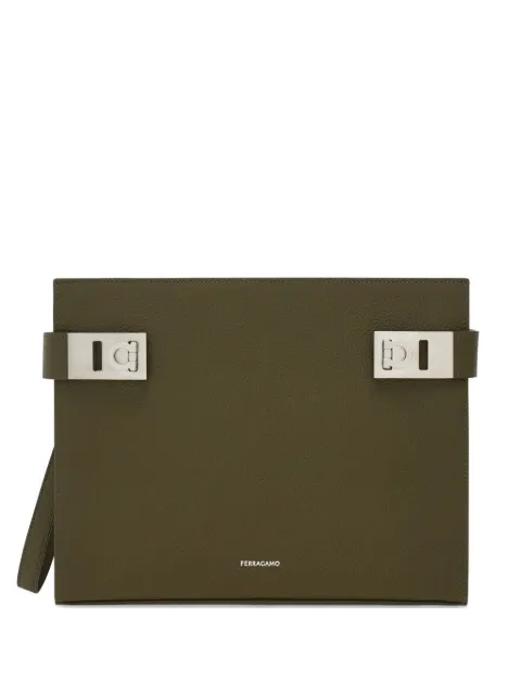 Ferragamo Hug hammered-leather clutch bag 