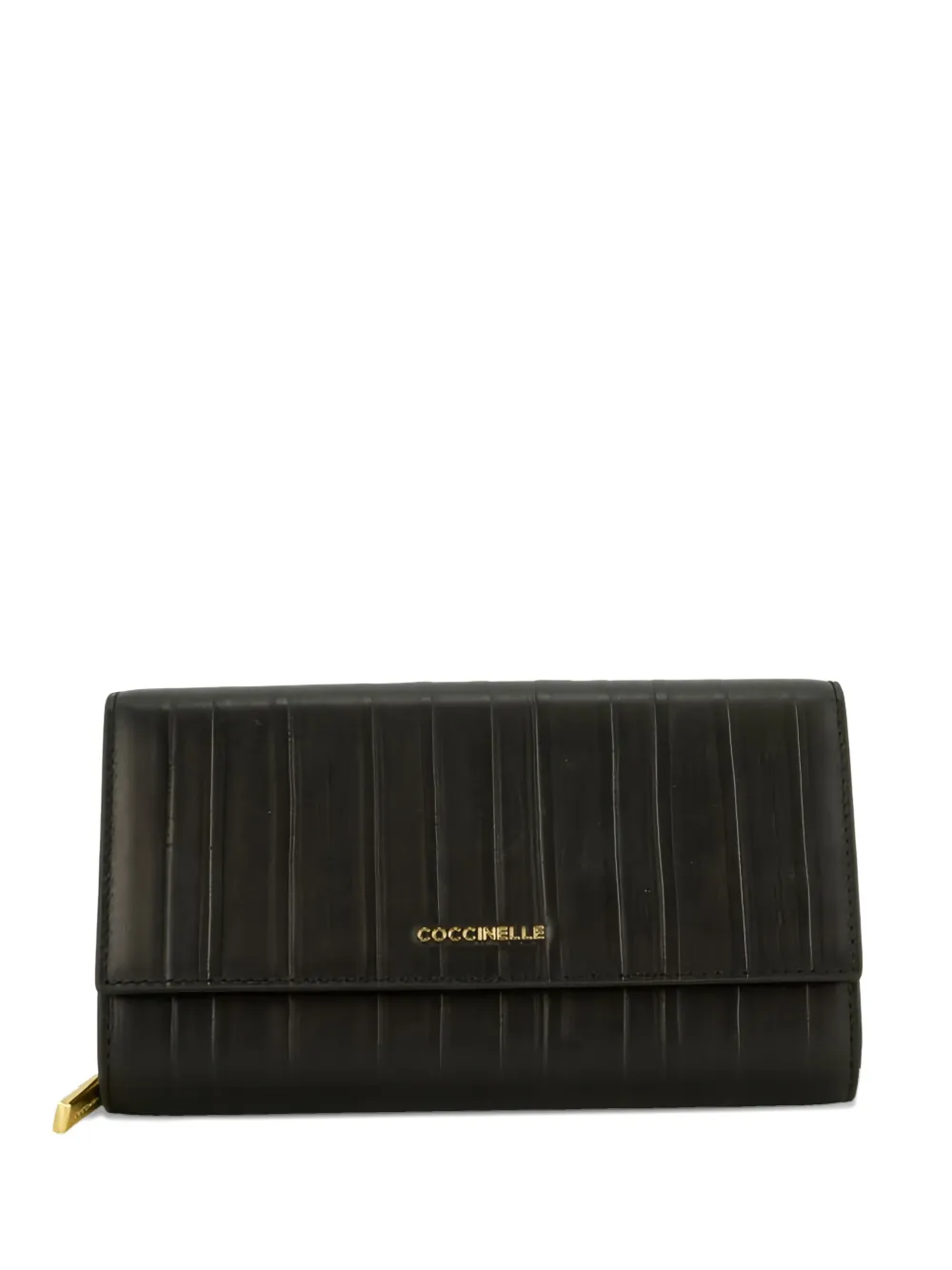 Coccinelle plissé-effect foldover wallet - Nero