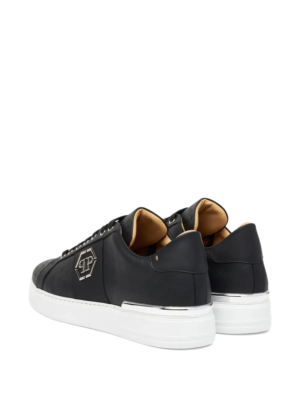 Philipp Plein monogram-embossed leather sneakers Zwart