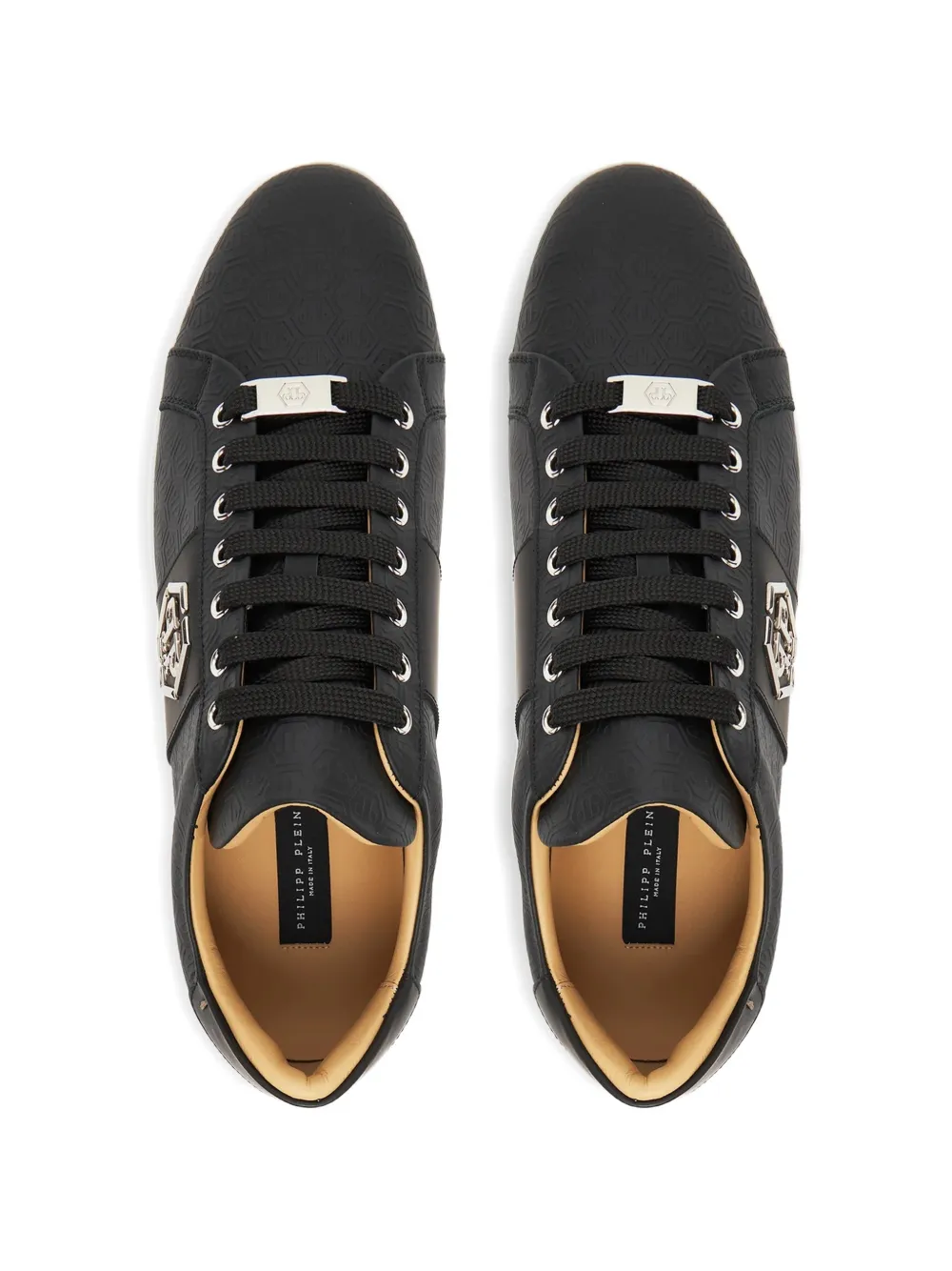Philipp Plein monogram-embossed leather sneakers Zwart