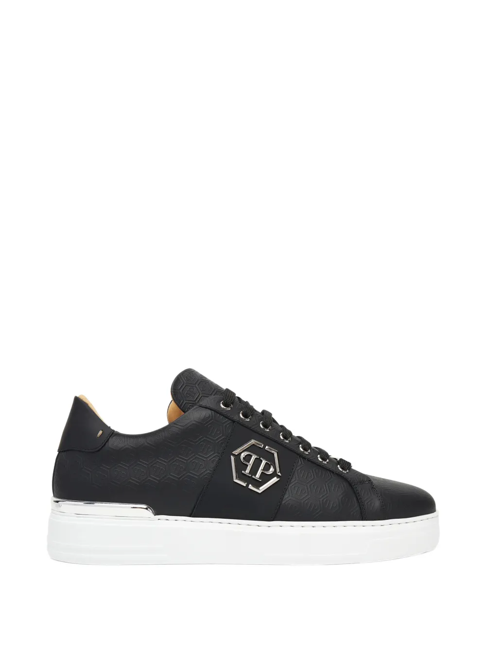 Philipp Plein monogram-embossed leather sneakers - Schwarz