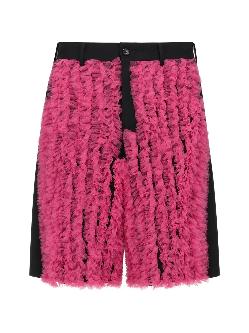Comme des Garçons Homme Plus ruffled tulle-panelled bermuda shorts - Black