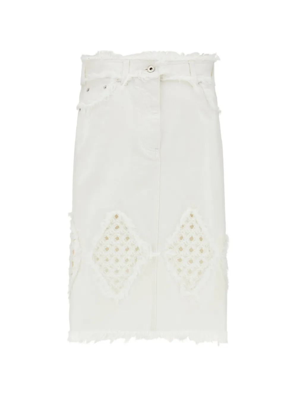 Ferragamo Denim rok met franje Wit