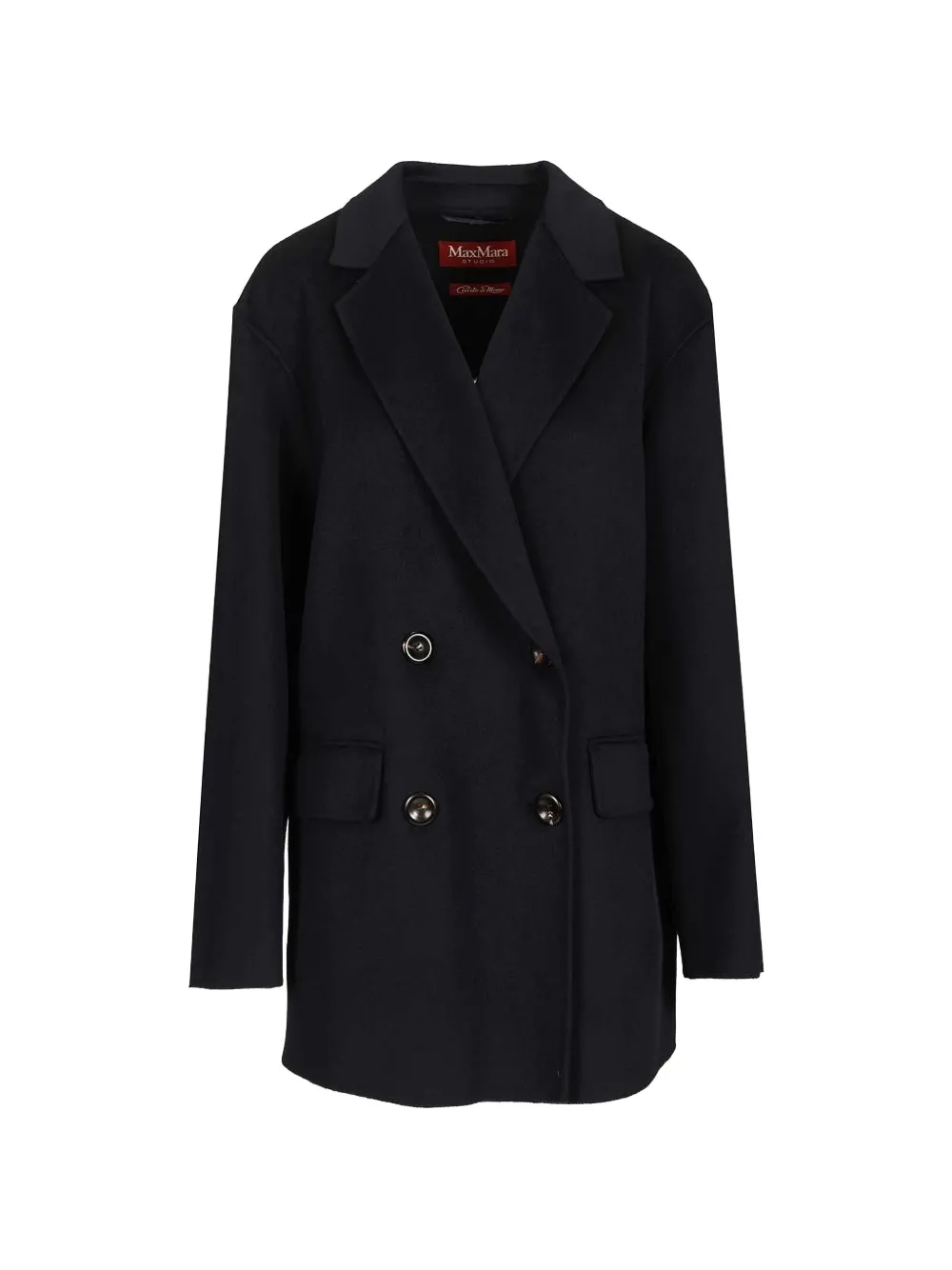Max Mara double-breasted notched-lapels wool coat - Blau