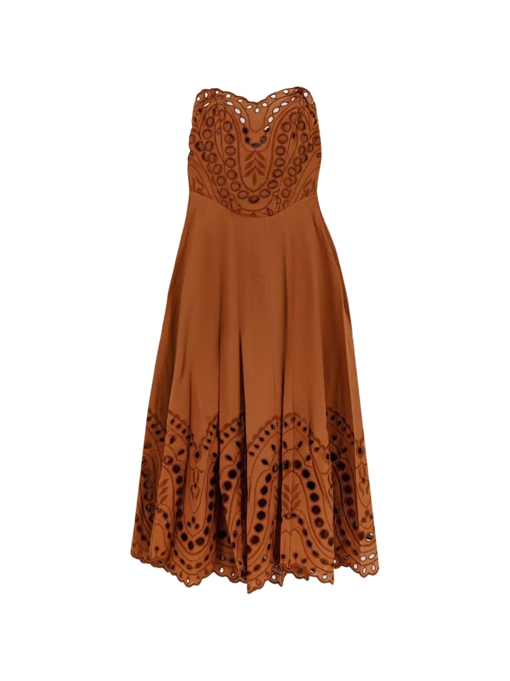 Charo Ruiz Ibiza broderie-anglaise strapless midi dress - Marrone