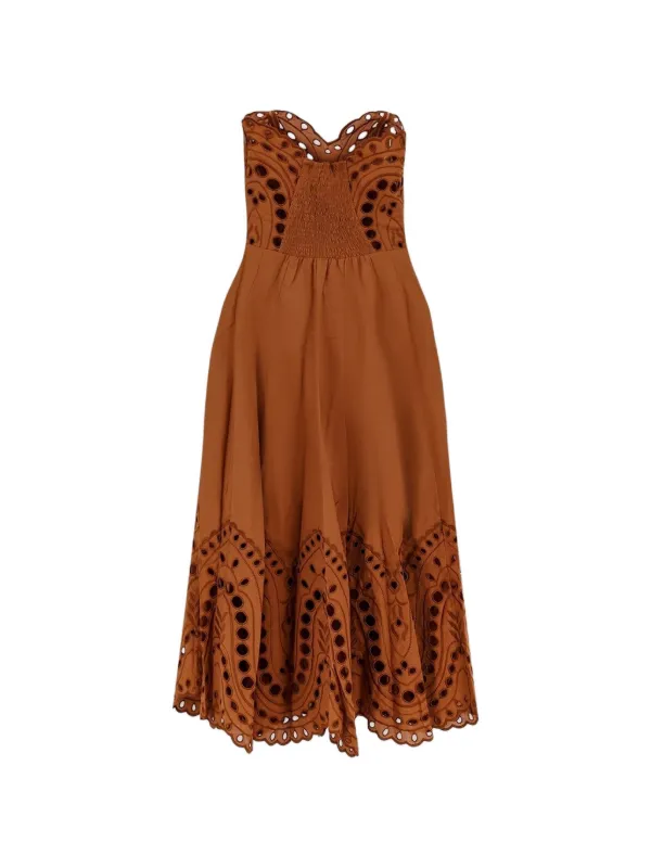 princess polly baby blue dress ZIMMERMANN Pop Belted Scalloped Broderie Anglaise Linen Midi Dress main image 0