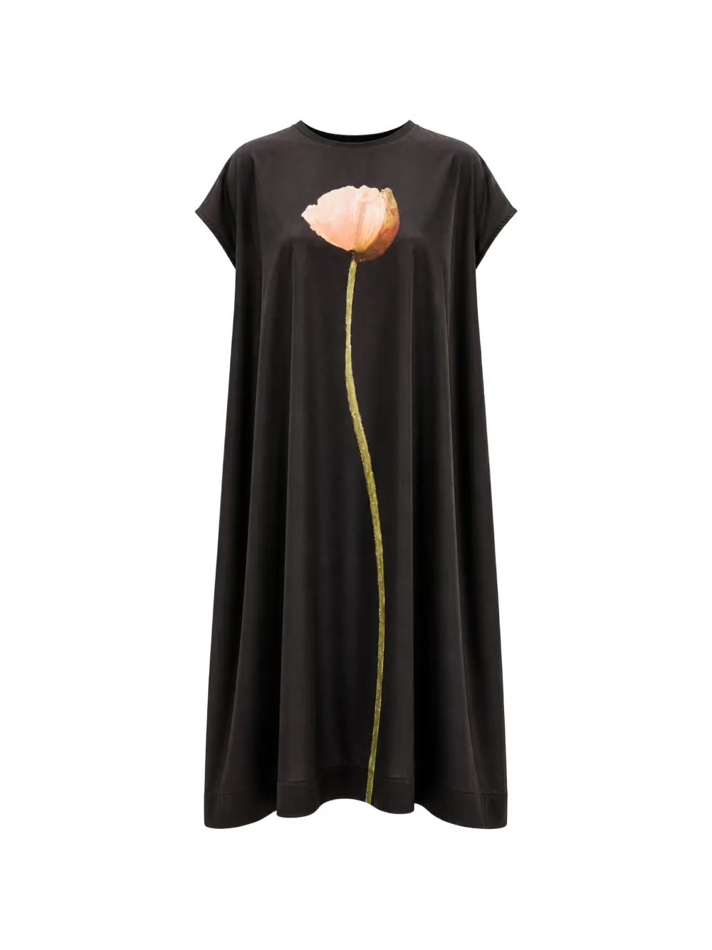 Simone Rocha Poppy-motif smock midi dress - Nero