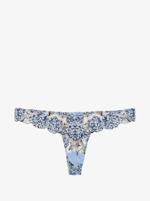 Fleur Du Mal Hydrangea embroidered thongs