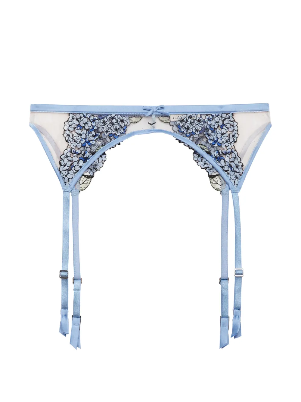 Fleur Du Mal Hydrangea Strumpfhalter mit Blumenstickerei - Blau
