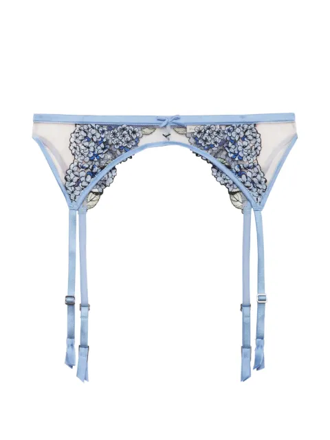 Fleur Du Mal Hydrangea floral-embroidered suspender belt