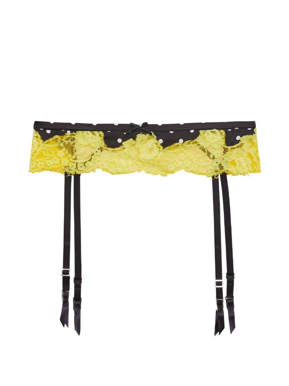 Fleur Du Mal Juliet Strumpfhalter mit Polka Dots - Gelb