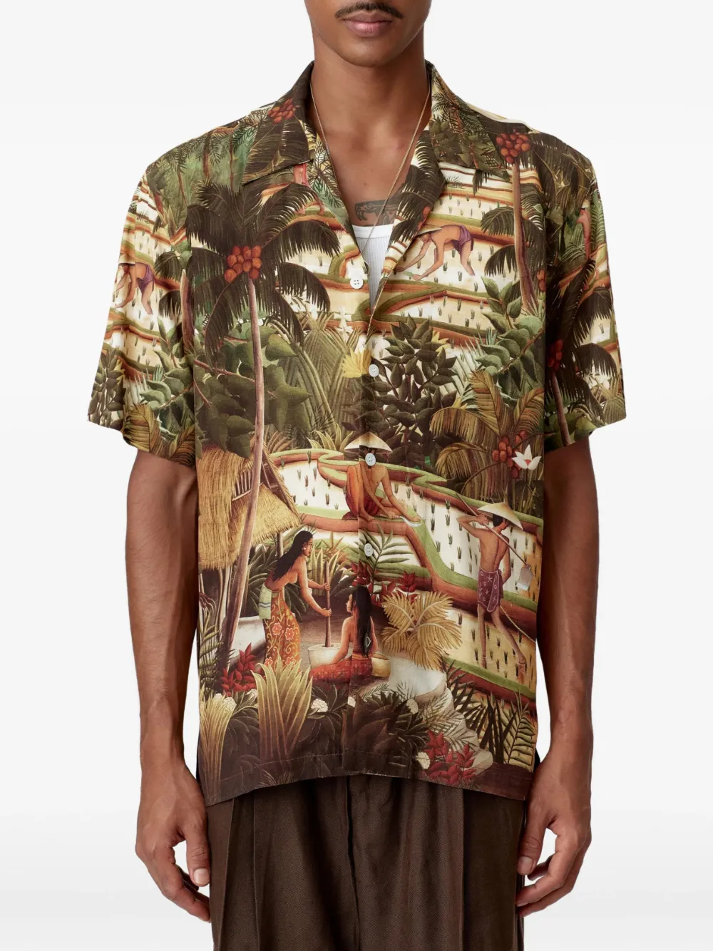 Endless Joy Subak blouse met print en korte mouwen Groen