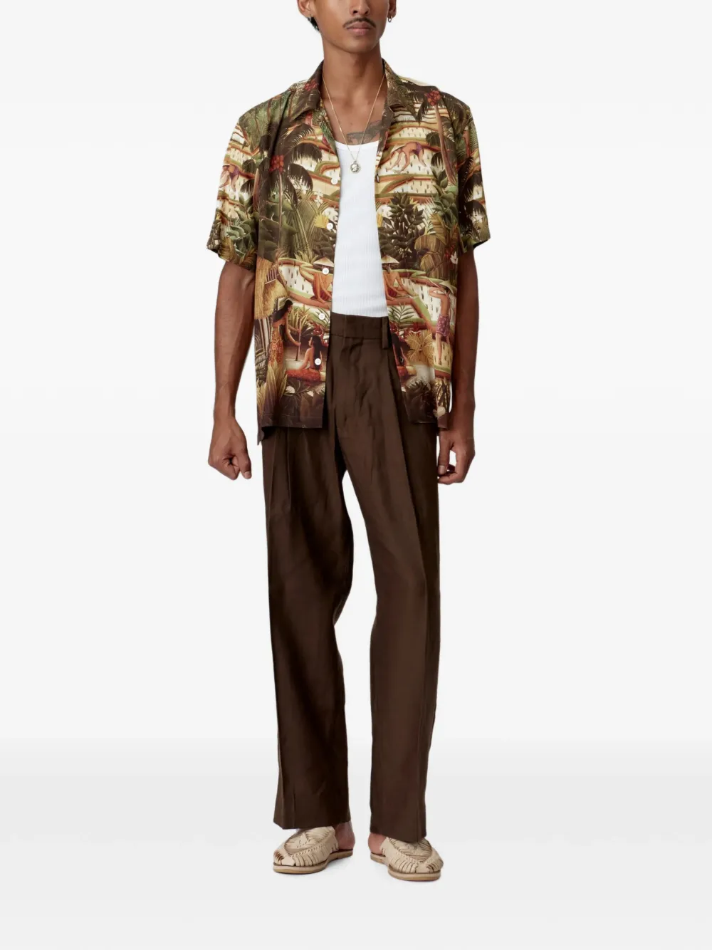 Endless Joy Subak blouse met print en korte mouwen Groen
