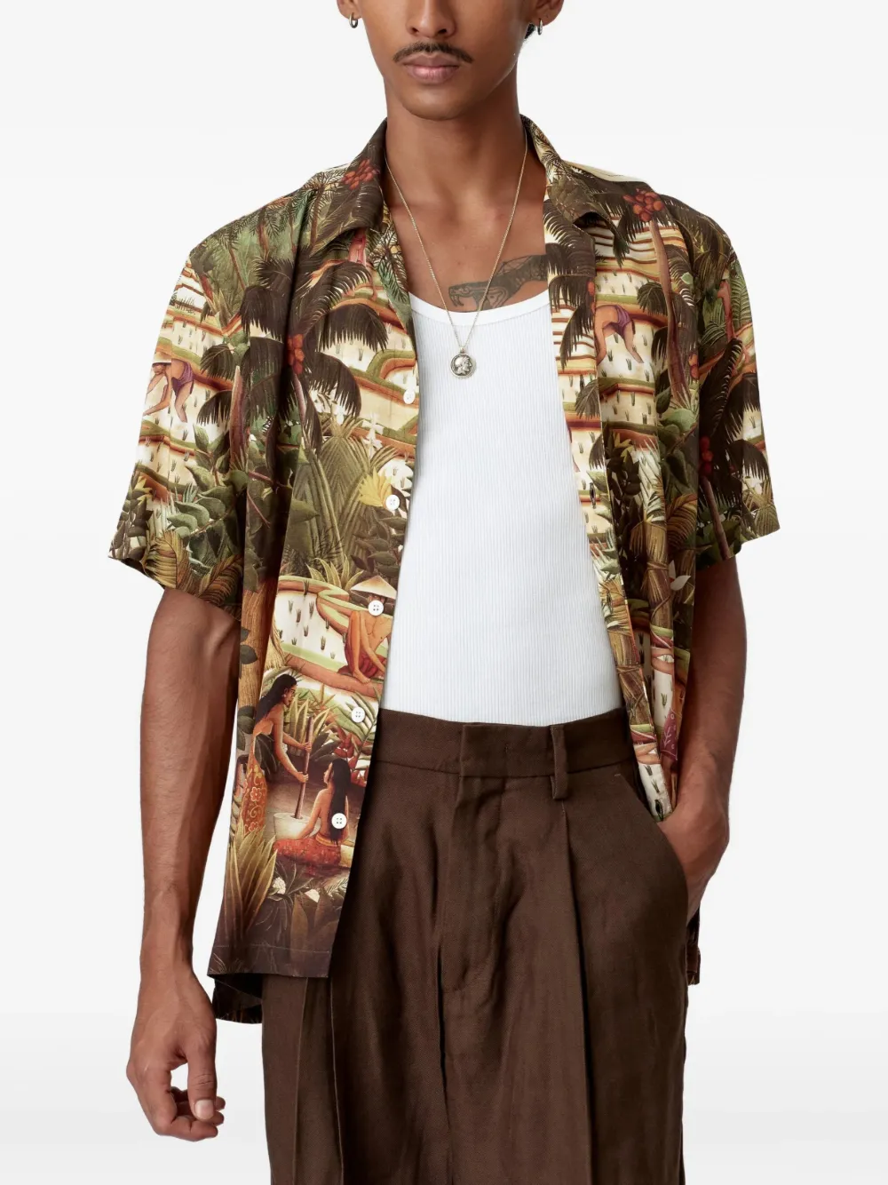 Endless Joy Subak blouse met print en korte mouwen Groen