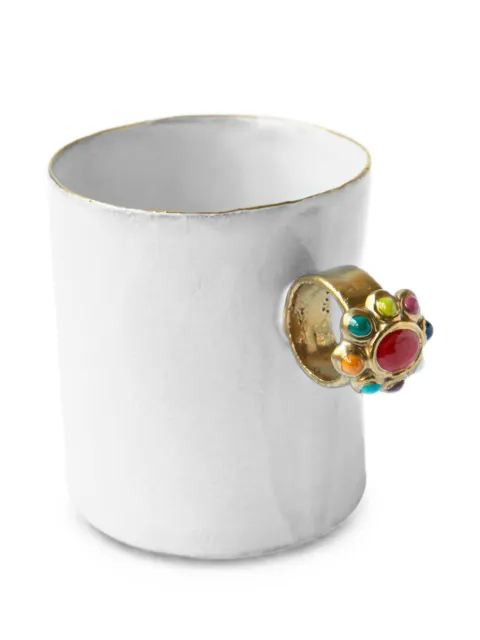 Astier De Villatte x Serena Carone gemstone-embellished ring-handle mug 