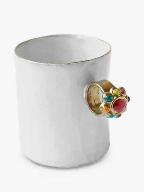 Astier De Villatte x Serena Carone gemstone-embellished ring-handle mug 